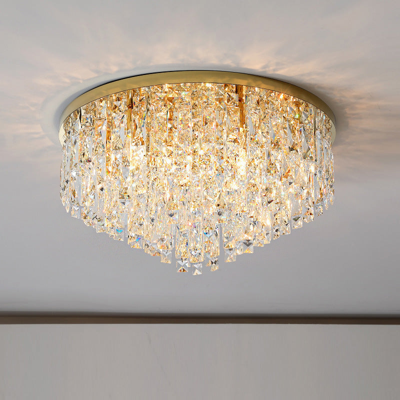 Elegant Crystal Ceiling Chandelier With Adjustable Height For Dining And Living Rooms