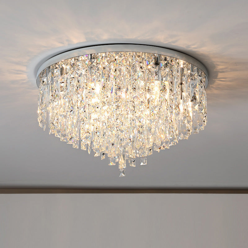 Elegant Crystal Ceiling Chandelier With Adjustable Height For Dining And Living Rooms
