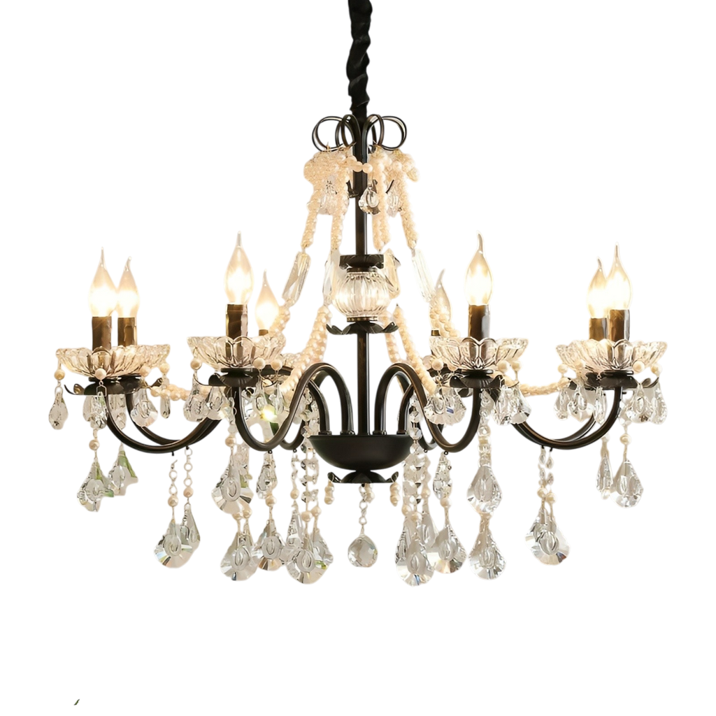 Astra Crystal Chandelier Black Modern Design Adjustable Height For Dining And Living