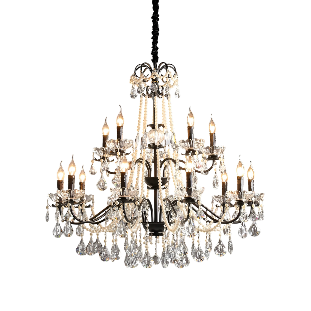 Astra Crystal Chandelier Black Modern Design Adjustable Height For Dining And Living