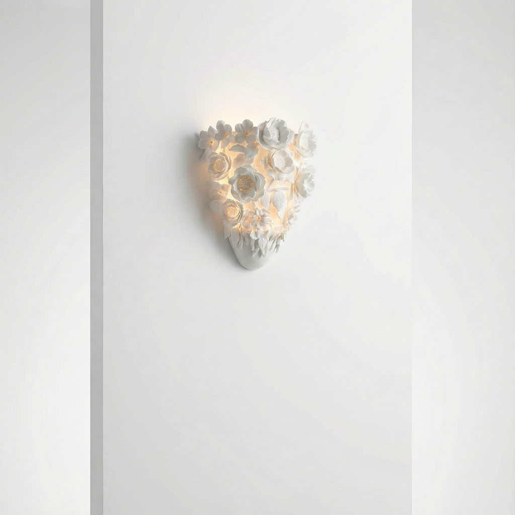 Elegant Ceramic Wall Lamp With Floral Design And Soft Led Light