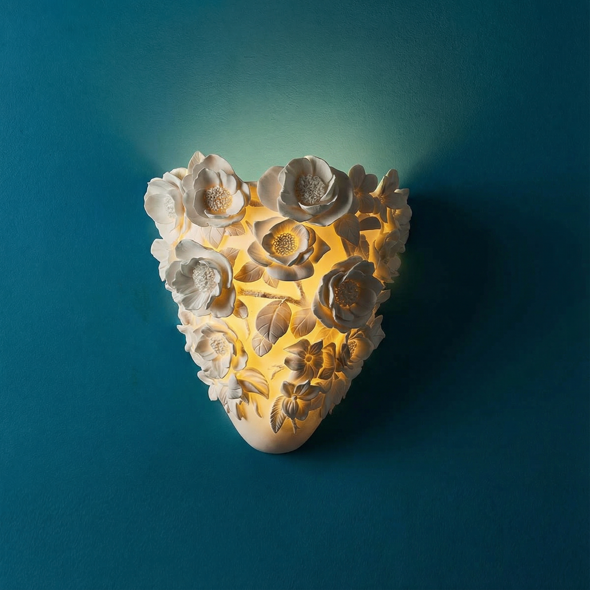 Elegant Ceramic Wall Lamp With Floral Design And Soft Led Light