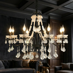 Astra Crystal Chandelier Black Modern Design Adjustable Height For Dining And Living