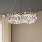 Elegant Crystal Chandelier Light With Adjustable Height For Dining Room Ambiance