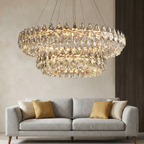 Elegant Crystal Chandelier Light With Adjustable Height For Dining Room Ambiance