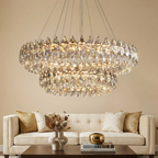 Elegant Crystal Chandelier Light With Adjustable Height For Dining Room Ambiance
