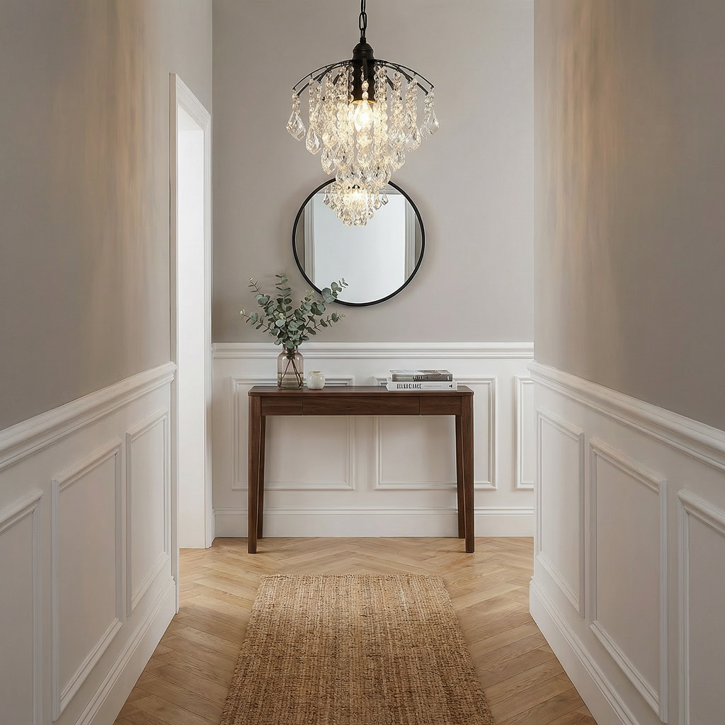 Elegant Crystal Chandelier With LED Bulbs Modern Design For Luxe Bedroom Ambiance