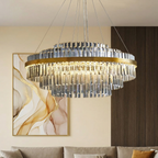 Elegant Crystal Chandelier With Modern LED Lighting And Adjustable Height