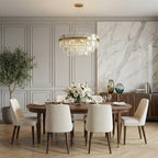 Elegant Crystal Chandelier With Modern LED Lighting And Adjustable Height