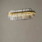 Elegant Crystal Chandelier With Modern LED Lighting And Adjustable Height