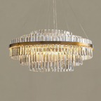 Elegant Crystal Chandelier With Modern LED Lighting And Adjustable Height